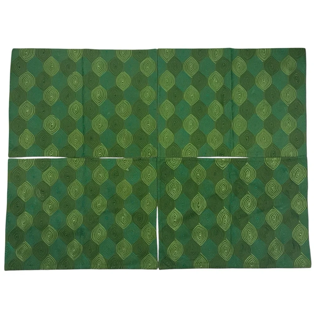 Crate&Barrel Messina Green Geometric Pattern Placemats